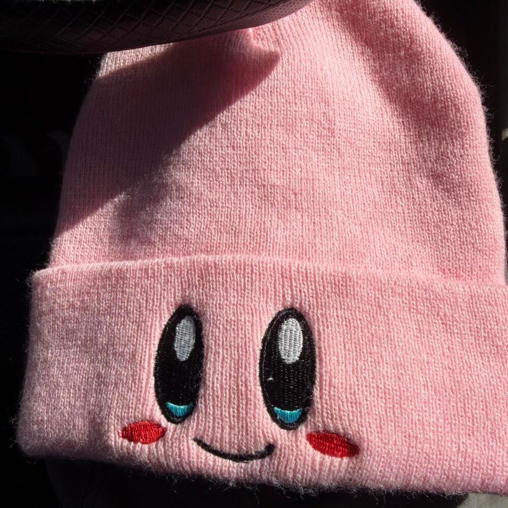 Kirby Beanie with cute eyes and smile #kawaii #pastel